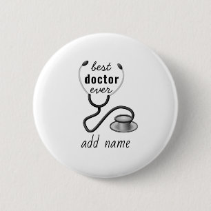 Dokter Stethoscoop arts Ziekenhuis Gepersonaliseer Ronde Button 5,7 Cm