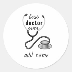 Dokter Stethoscoop arts Ziekenhuis Gepersonaliseer Ronde Sticker