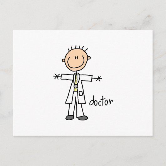 Dokter Stokfiguur Briefkaart (Voorkant)