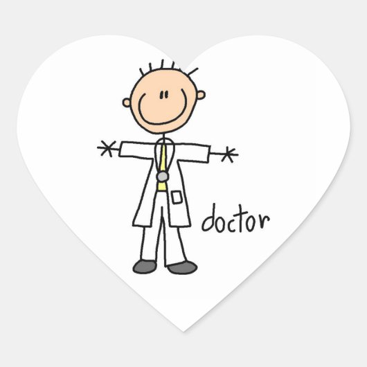 Dokter Stokfiguur Hart Sticker (Voorkant)