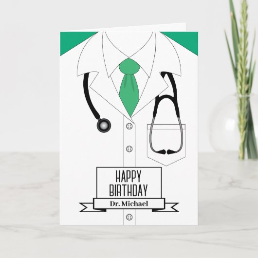 Dokter Uniform Happy Birthday Kaart (Voorkant)