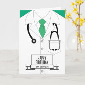 Dokter Uniform Happy Birthday Kaart (Gele Bloem)