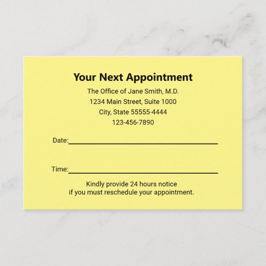 Dokter Uw volgende afspraak herinnering Notitiekaartje (Voorkant)