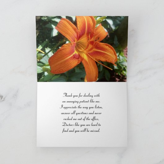 Dokter Vaarwel Veel Succes Bloem Fotokaart Feestdagen Kaart (Binnen)