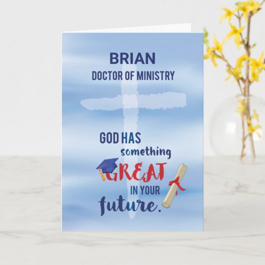 Dokter van de Ministry Cross Blue Waterverf Kaart (Gele Bloem)