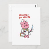 Dokter varken met spuit in de hand | kies voor de  briefkaart (Voorkant / Achterkant)