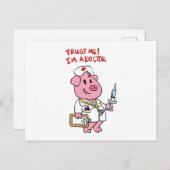 Dokter varken met spuit in de hand | kies voor de  briefkaart (Voorkant / Achterkant)