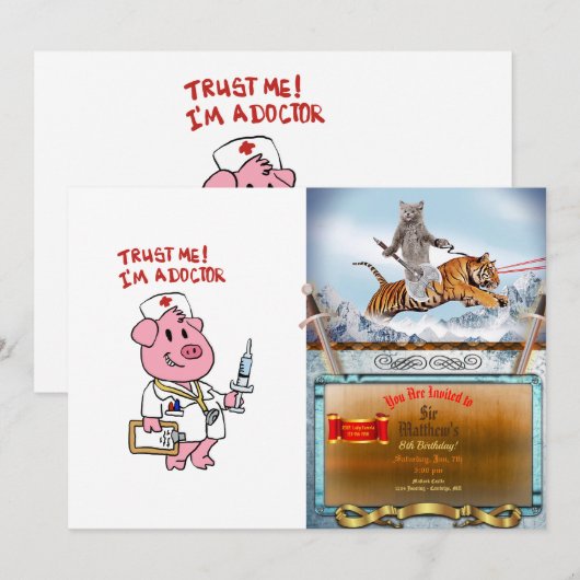 Dokter varken met spuit in de hand | kies voor de kaart (Voorkant / Achterkant)