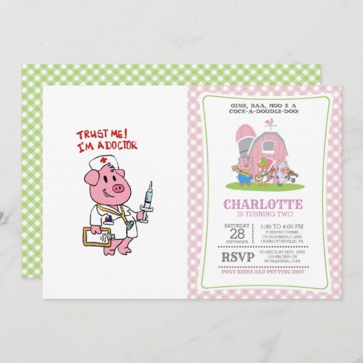 Dokter varken met spuit in de hand | kies voor de  kaart (Voorkant / Achterkant)