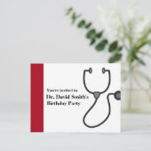 Dokter verjaardag uitnodiging briefkaart (Staand voorkant)