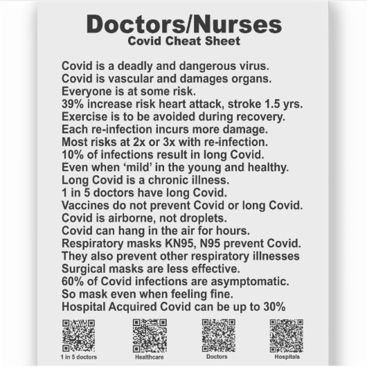 Dokter/verpleegkundige cheat sheet vinyl sticker (Voorkant)