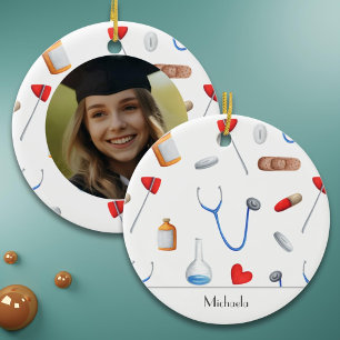 Dokter Verpleegkundige Medische Apparatuur Foto Ke Keramisch Ornament