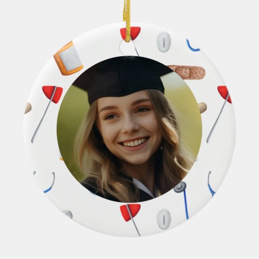 Dokter Verpleegkundige Medische Apparatuur Foto Ke Keramisch Ornament (Achterkant)