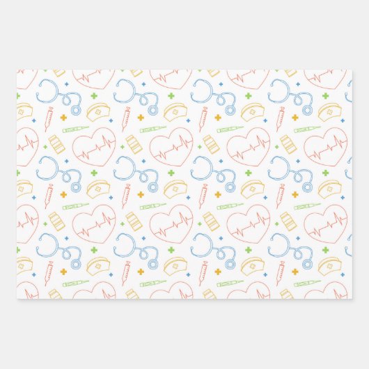 Dokter Verpleegkundige Medische Gezondheidszorg Em Inpakpapier Vel (Voorkant 3)