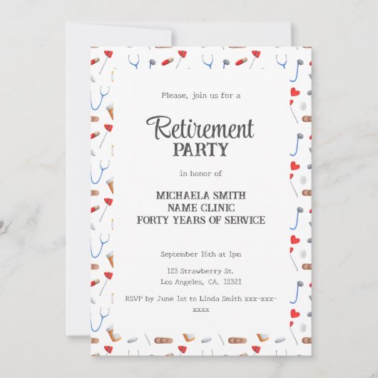 Dokter Verpleegkundige Pensioen Foto Party Uitnodi Kaart (Voorkant)