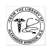 Dokter Verpleegster Caduceus Stethoscoop Boek Naam Zelfinktende Stempel (Design)