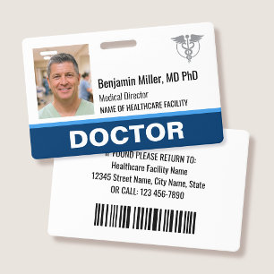 Dokter Verpleegster ID Badge Foto Logo Modern Blau