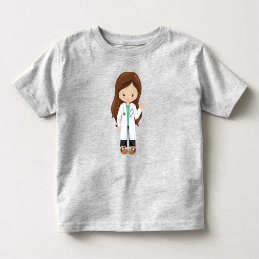 Dokter, Verpleegster, Stethoscoop, Labjas, Bruin H Kinder Shirts (Voorkant)