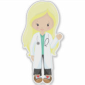 Dokter, verpleegster, stethoscoop, laklaag, blauw  sticker (Voorkant)