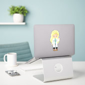 Dokter, verpleegster, stethoscoop, laklaag, blauw  sticker (Laptop op bureau)