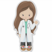 Dokter, verpleegster, stethoscoop, laklaag, bruin  sticker (Voorkant)