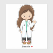 Dokter, verpleegster, stethoscoop, laklaag, bruin  sticker (Vel)