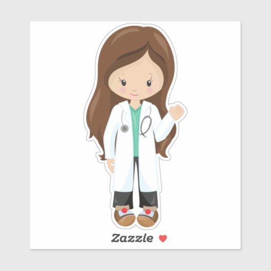 Dokter, verpleegster, stethoscoop, laklaag, bruin  sticker (Vel)