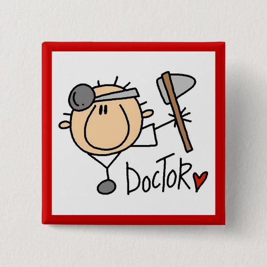 Dokter Vierkante Button 5,1 Cm (Voorkant)
