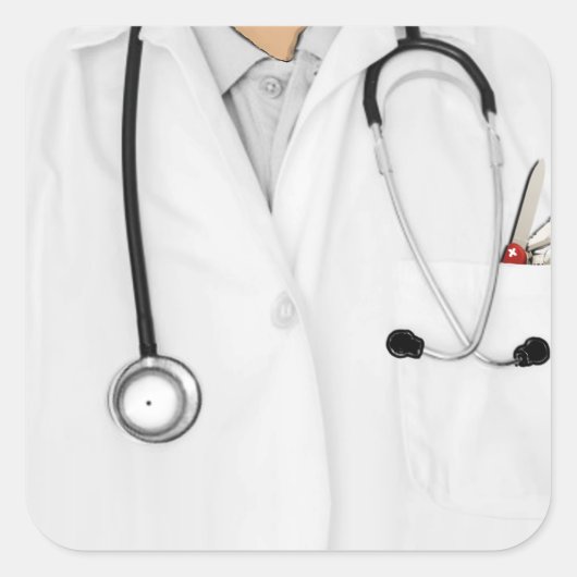 Dokter Vierkante Sticker (Voorkant)