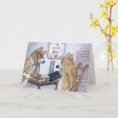 Dokter Welsh Corgi hond controleert bloeddruk Kaart (Gele Bloem)