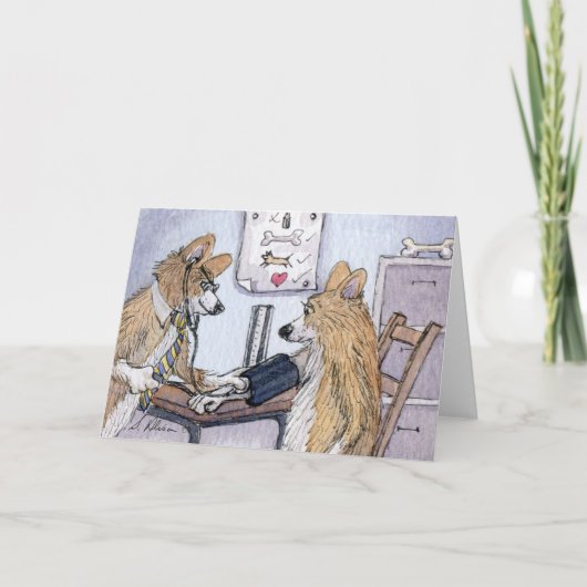 Dokter Welsh Corgi hond controleert bloeddruk Kaart (Voorkant)