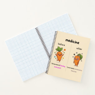 Dokter Wortel Voor & Na de Medicijnen Grappige Med Notitieboek