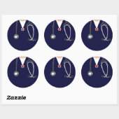 Dokter Ziekenhuis Scrubs Navy Ronde Sticker (Vel)
