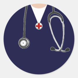 Dokter Ziekenhuis Scrubs Navy Ronde Sticker