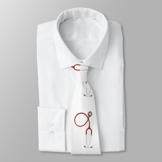 Dokters Necktie met Stethoscoop in Wit Stropdas (Gebonden)