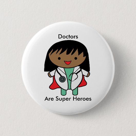 Dokters Super Heroes Zwart Vrouw Personaliseren Ronde Button 5,7 Cm (Voorkant)