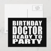 Dokters: Verjaardagsdokter Klaar om te Feesten Uitnodiging Briefkaart (Voorkant / Achterkant)