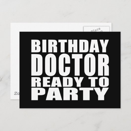 Dokters: Verjaardagsdokter Klaar om te Feesten Uitnodiging Briefkaart (Voorkant / Achterkant)