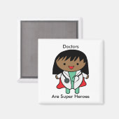 Dokters zijn superheld Black Vrouw Kawaii Magneet (Voorkant / Achterkant)