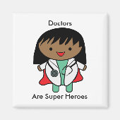 Dokters zijn superheld Black Vrouw Kawaii Magneet (Voorkant)