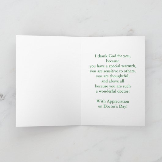 Doktersdag Religieuze Groene Daisy, Waardering Kaart (Binnen)