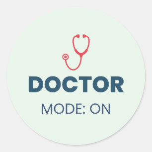 Doktersmodus Aan Grappig Medisch Ontwerp Ronde Sticker