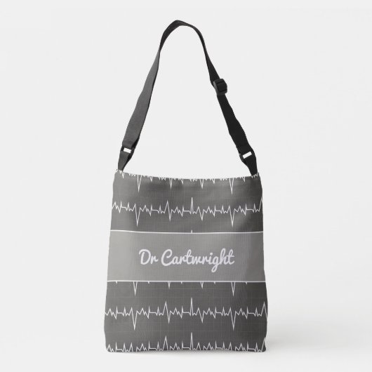 Doktersnaam aangepaste ECG ECG medisch hartgeschen Crossbody Tas (Achterkant)