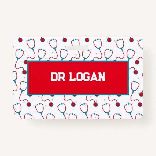 Doktersnaam aangepaste stethoscoop medisch cadeau badge (Voorkant)