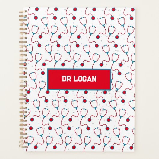 Doktersnaam aangepaste stethoscoop medisch cadeau planner (Voorkant)
