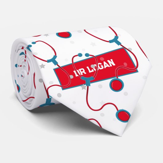 Doktersnaam aangepaste stethoscoop medisch cadeau stropdas (Opgerold)