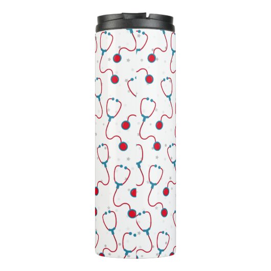 Doktersnaam aangepaste stethoscoop medisch cadeau thermosbeker (Achterkant)