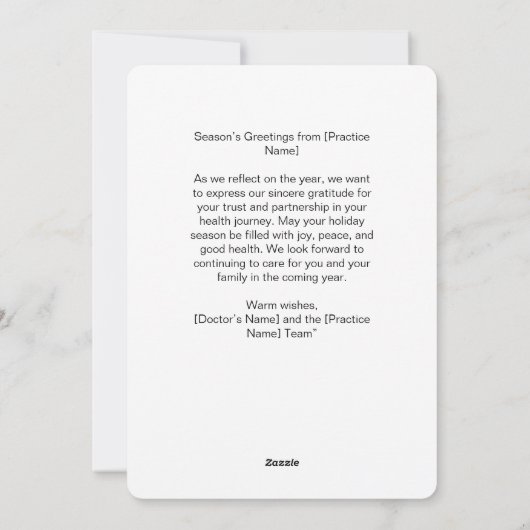 Dokterspraktijk op maat logo bericht Kerstmis Feestdagenkaart (Achterkant)
