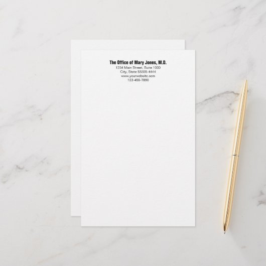 Dokterspraktijk zwart-wit telefoon en adres briefpapier (Voorkant / Achterkant in situ)