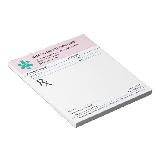 Doktersrecept Medisch RX Blok – Security Rose Notitieblok (Schuin)